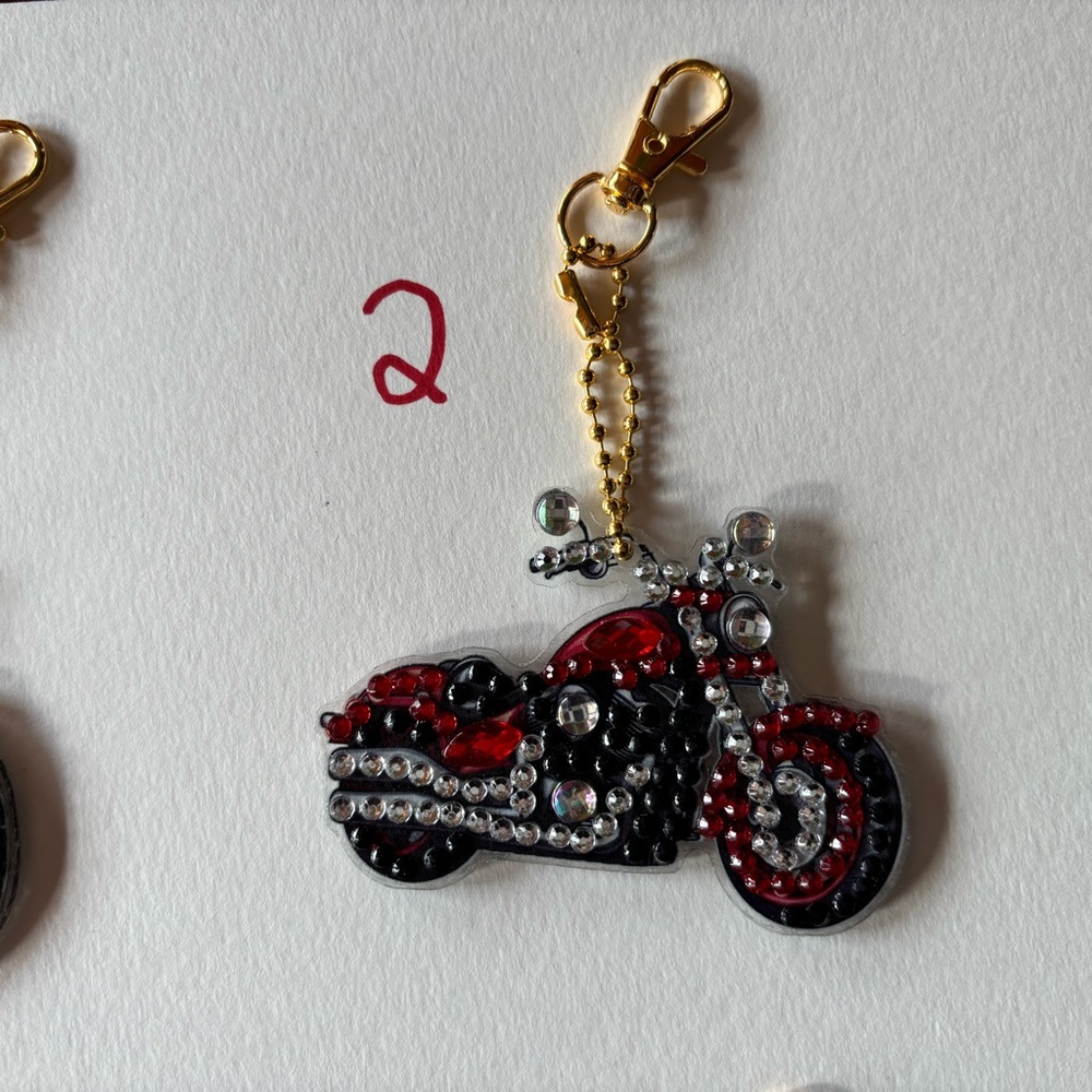 Rhinestone motorcycle keychains